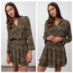 Rails Jasmine Smocked Waist Mini Dress in Olive Size L